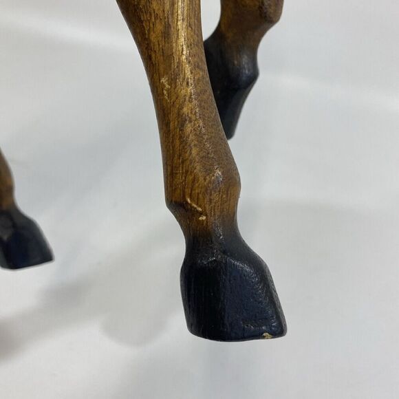 Vintage Large MCM Solid Wood Horse Hand Carved Sculpture 14” - Picture 10 of 16